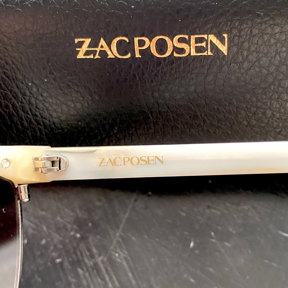 ZACK POSEN square sunglasses with white & gold detailing. Hard plastic case, NWT - Picture 7 of 11
